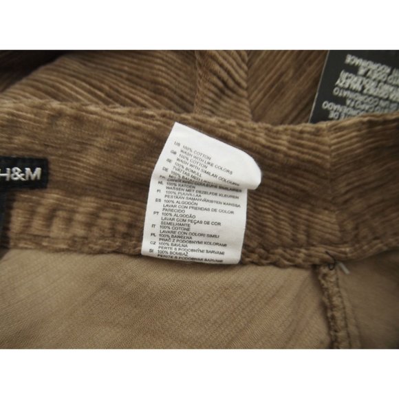 NWT H&M Womens Skirt 4 Corduroy A-Line Brown Chevron Textured - Picture 5 of 6